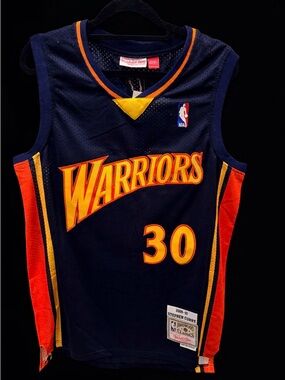 Golden State Warriors #30 Stephen Curry Navy Orange Basketball Jersey